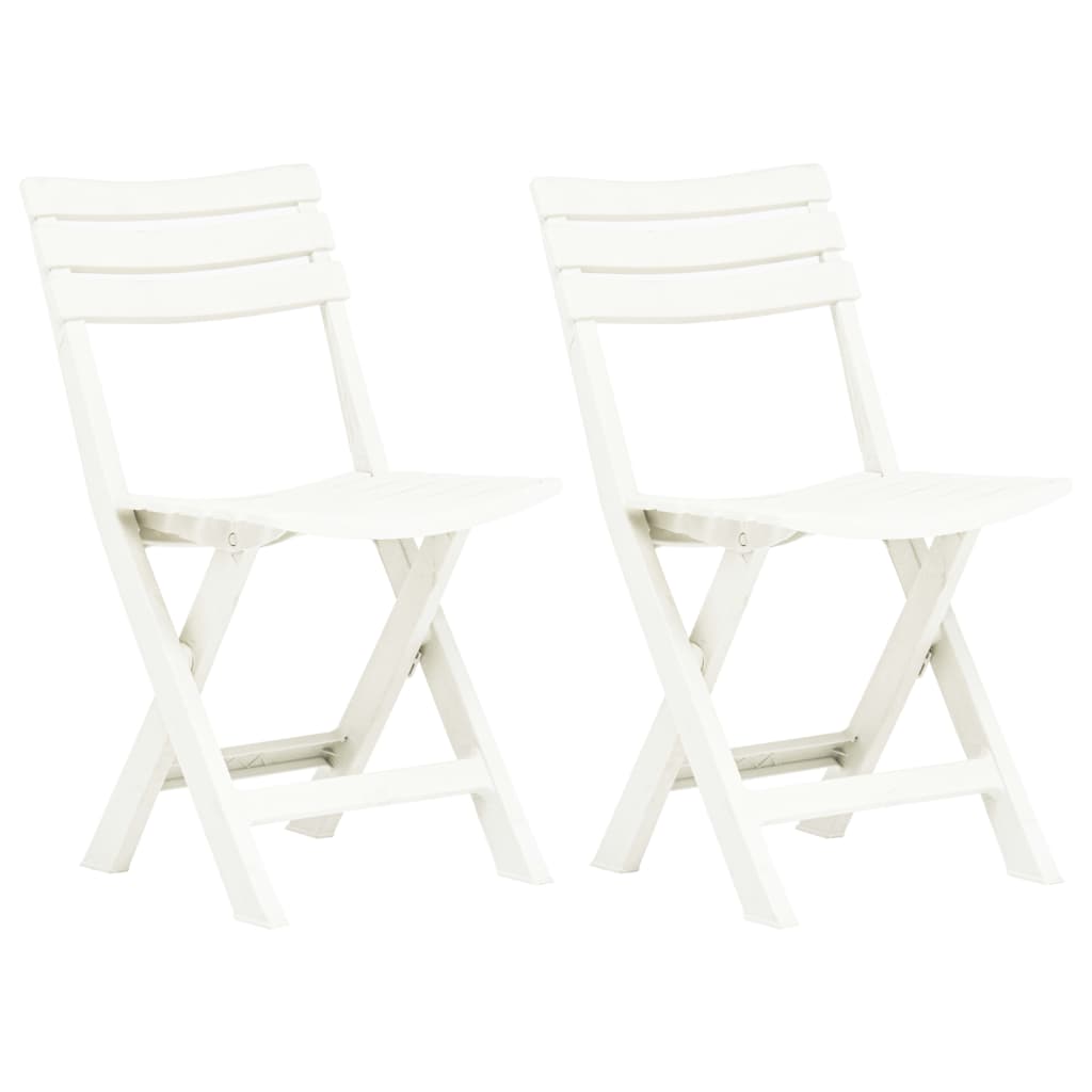 vidaXL saliekami dārza krēsli, 2 gab., balta plastmasa
