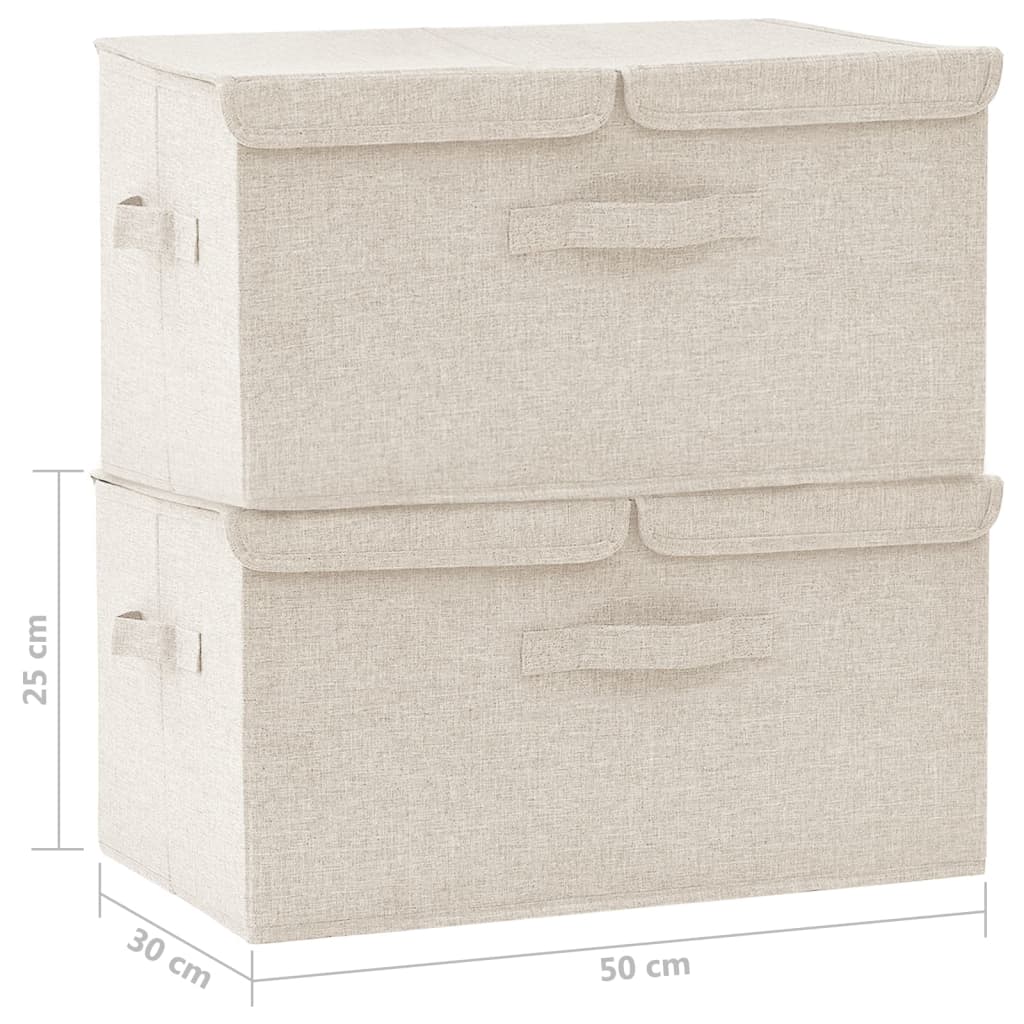 vidaXL uzglabāšanas kastes, 2 gab., 50x30x25 cm, audums, krēmkrāsas