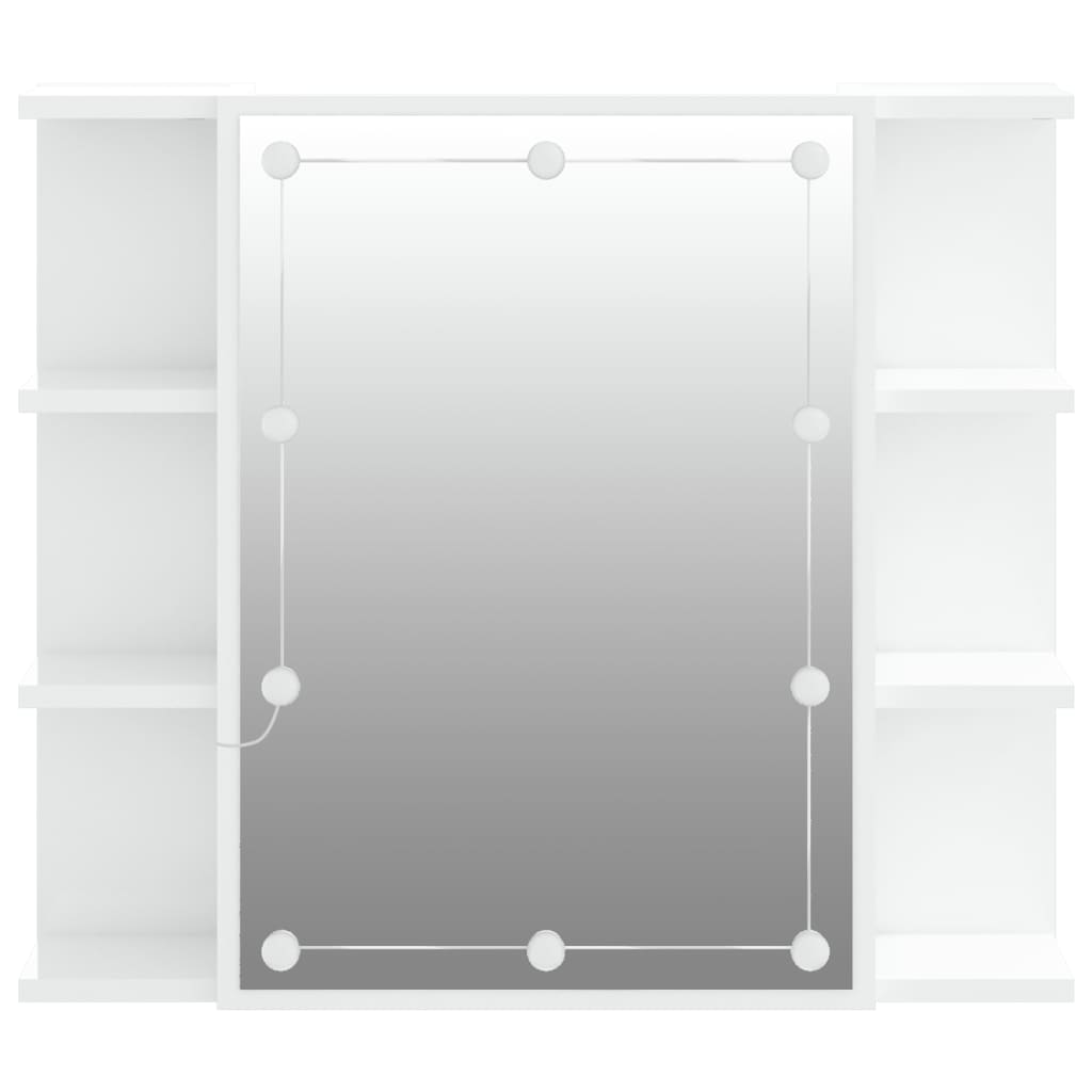 vidaXL spoguļskapītis ar LED, spīdīgi balts, 70x16,5x60 cm