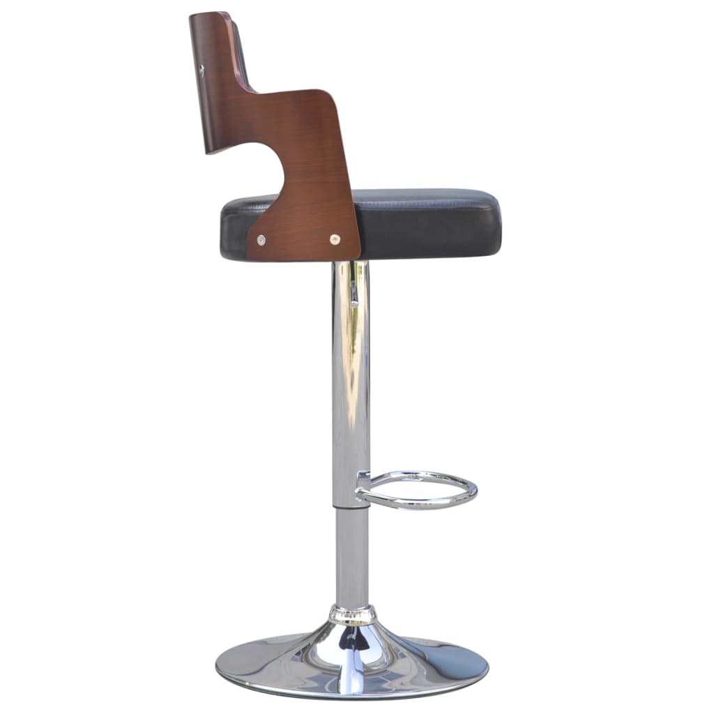 vidaXL bāra krēsli, 4 gab., liekta koka rāmis, melna mākslīgā āda