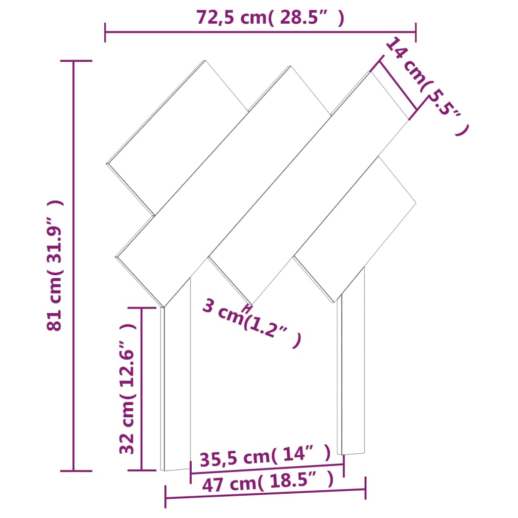 vidaXL gultas galvgalis, 72,5x3x81 cm, priedes masīvkoks
