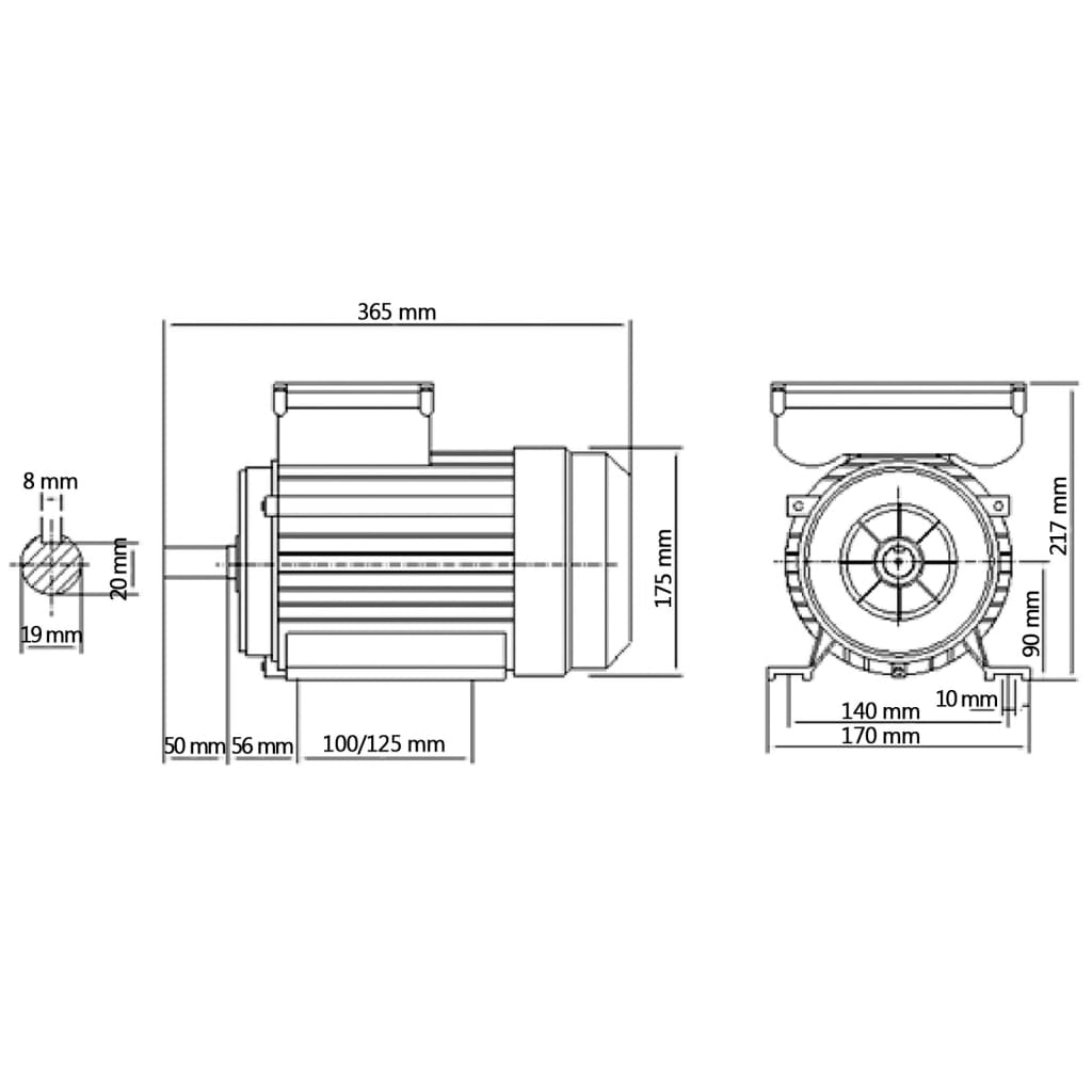 vidaXL vienfāzes elektromotors, alumīnijs, 2,2kW/3zs, 2 poli, 2800 RPM