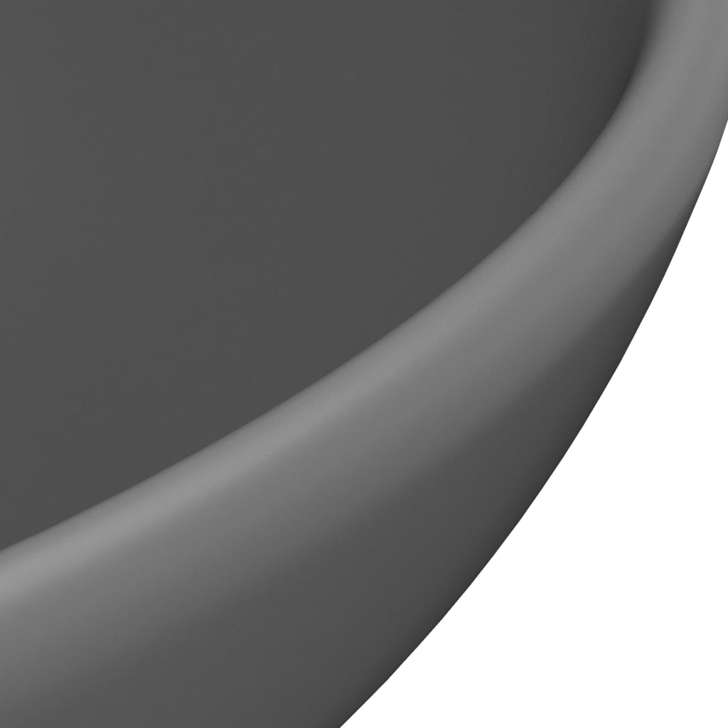 vidaXL izlietne, apaļa, 32,5x14 cm, matēta tumši pelēka keramika