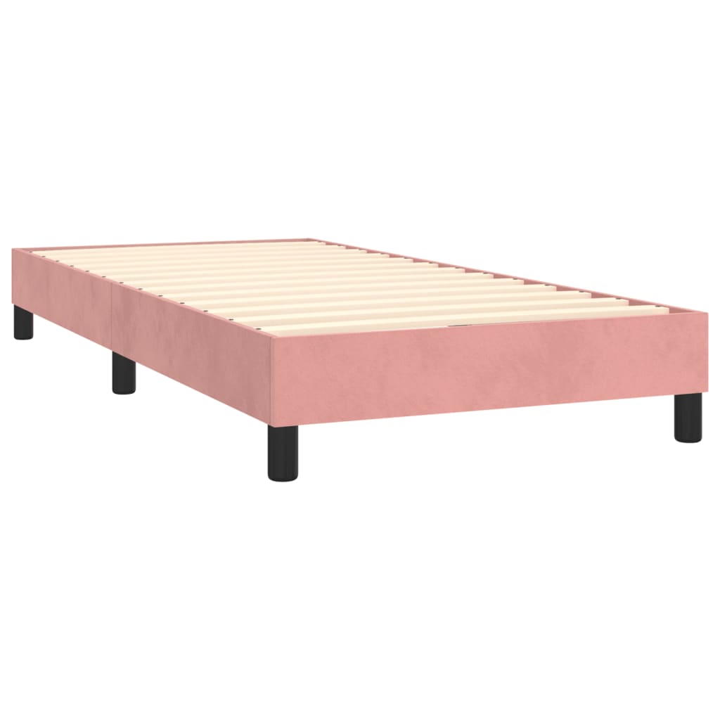 vidaXL atsperu gulta ar matraci, LED, rozā samts, 100x200 cm