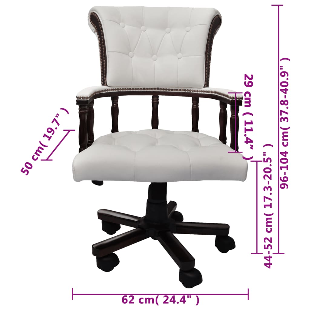 vidaXL biroja krēsls, grozāms, balts