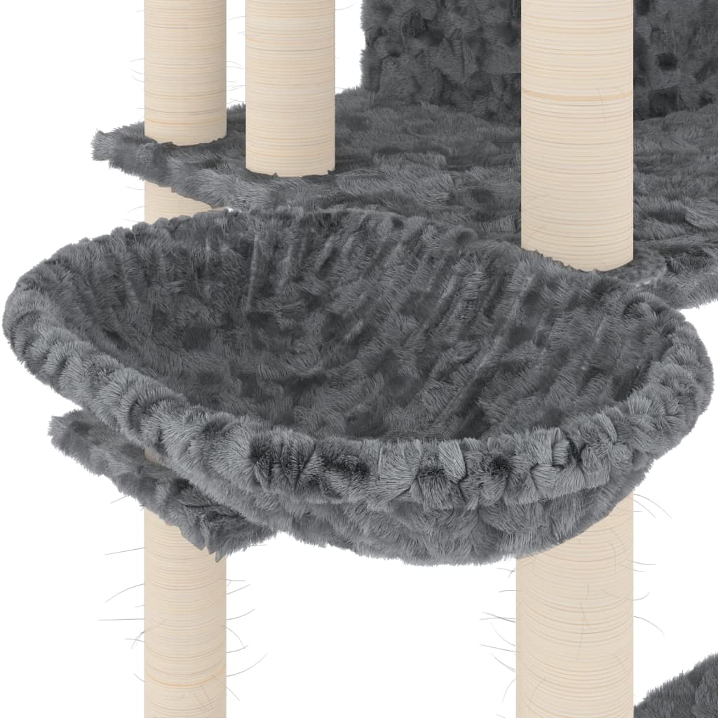 vidaXL kaķu māja ar sizala stabiem nagu asināšanai, 191 cm, pelēka