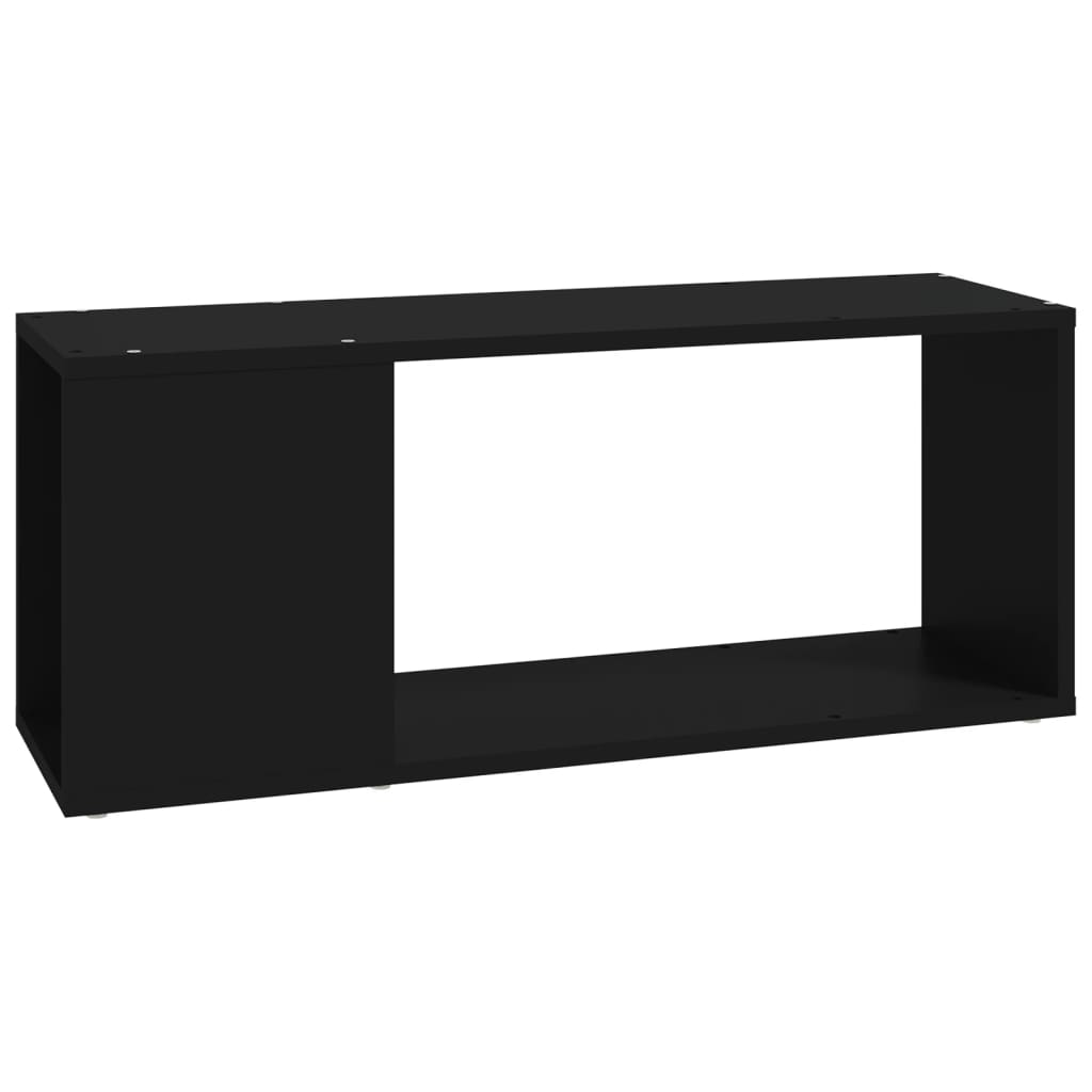 vidaXL TV plaukts, melns, 80x24x32 cm, skaidu plāksne