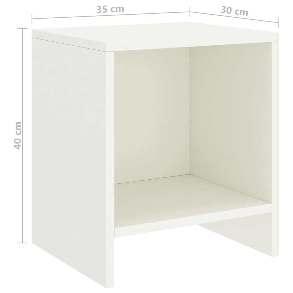 vidaXL naktsskapīši, 2 gab., balti, 35x30x40 cm, priedes masīvkoks