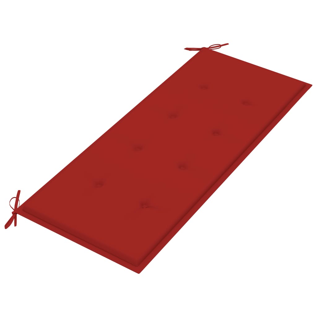 vidaXL dārza sols ar sarkanu matraci, 120 cm, masīvs tīkkoks
