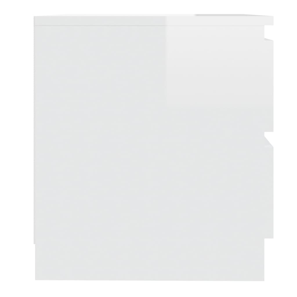 vidaXL naktsskapītis, spīdīgi balts, 50x39x43,5cm, skaidu plāksne