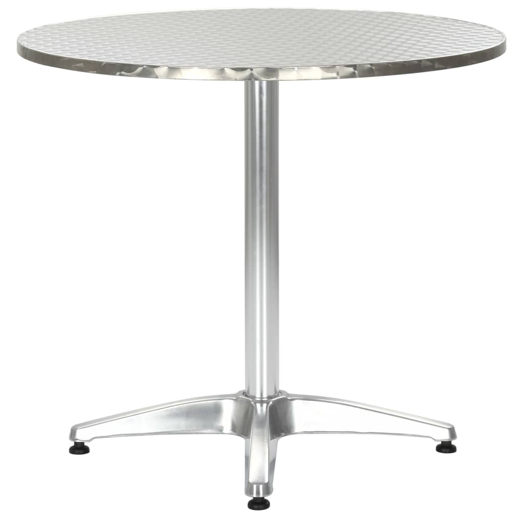 vidaXL dārza galds, sudraba krāsā, 80x70 cm, alumīnijs
