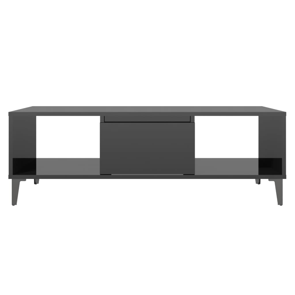 vidaXL kafijas galdiņš, 103,5x60x35 cm, spīdīgi melns, skaidu plāksne