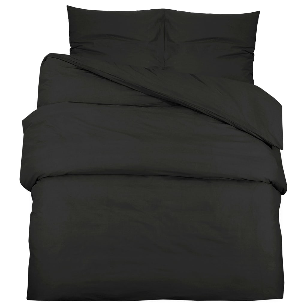 vidaXL gultasveļas komplekts, melns, 200x220 cm, kokvilna