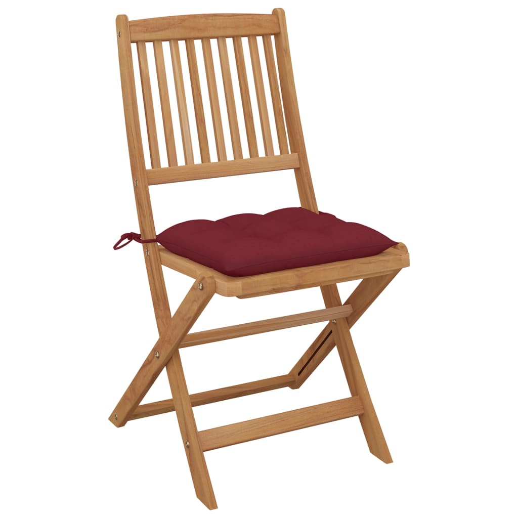 vidaXL saliekami dārza krēsli ar spilveniem, 8 gb., akācijas masīvkoks