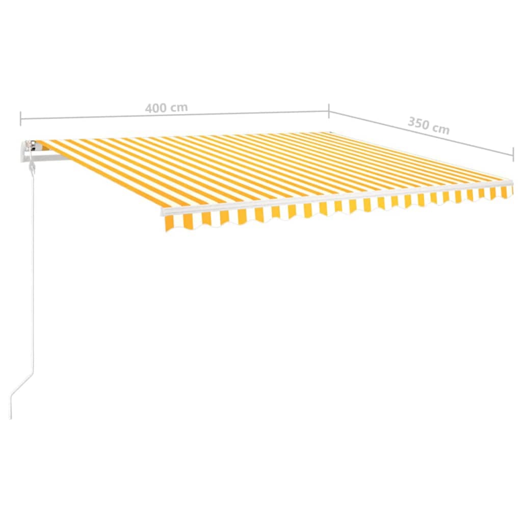 vidaXL izvelkama markīze ar LED, 4x3,5 m, manuāla, dzeltena, balta