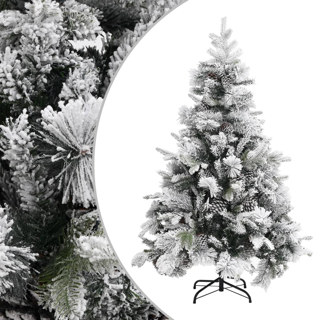 vidaXL Ziemassvētku egle ar čiekuriem un sniegu, 150 cm, PVC un PE