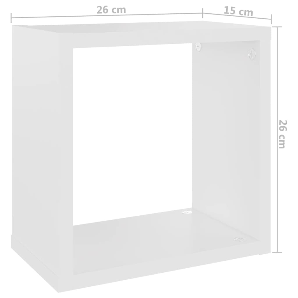 vidaXL kuba formas sienas plaukti, 6 gab., balti, 26x15x26 cm
