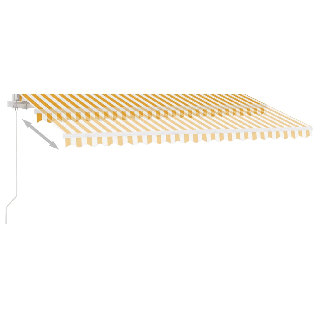 vidaXL izvelkama markīze ar LED, 450x350cm, manuāla, dzeltena un balta