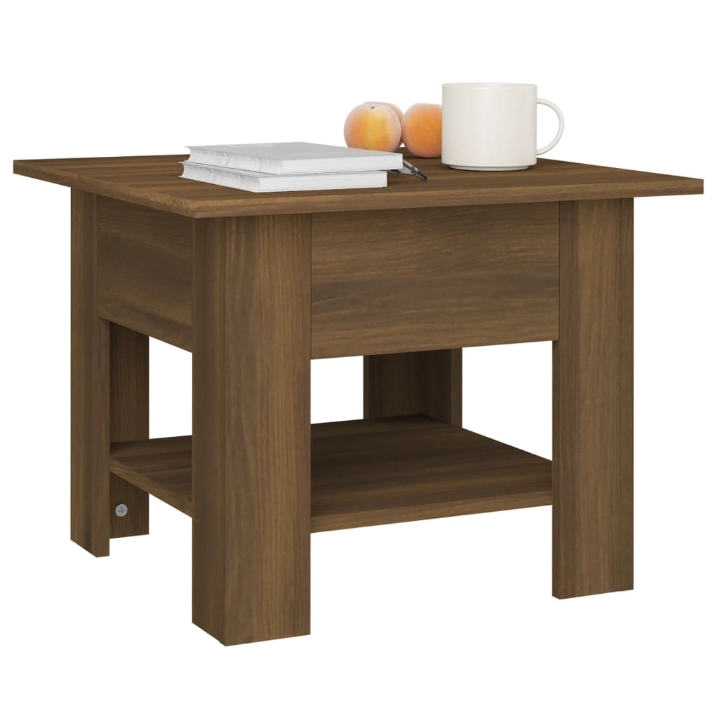 vidaXL kafijas galdiņš, ozolkoka krāsa, 55x55x42 cm, skaidu plāksne
