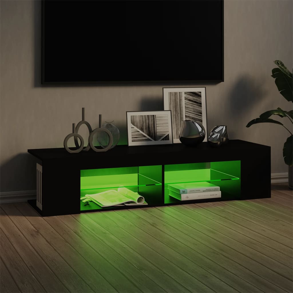 vidaXL TV plaukts ar LED lampiņām, 135x39x30 cm, melns