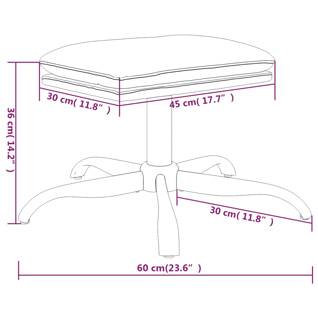 vidaXL kājsoliņš, 60x60x36 cm, gaiši pelēks mikrošķiedras audums