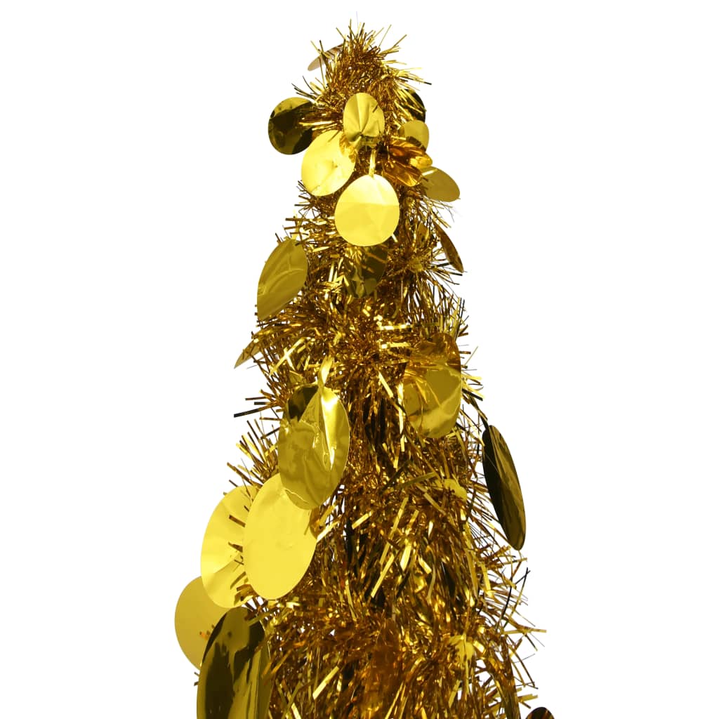 vidaXL mākslīgā Ziemassvētku egle, saliekama, 120 cm, zeltaina, PET