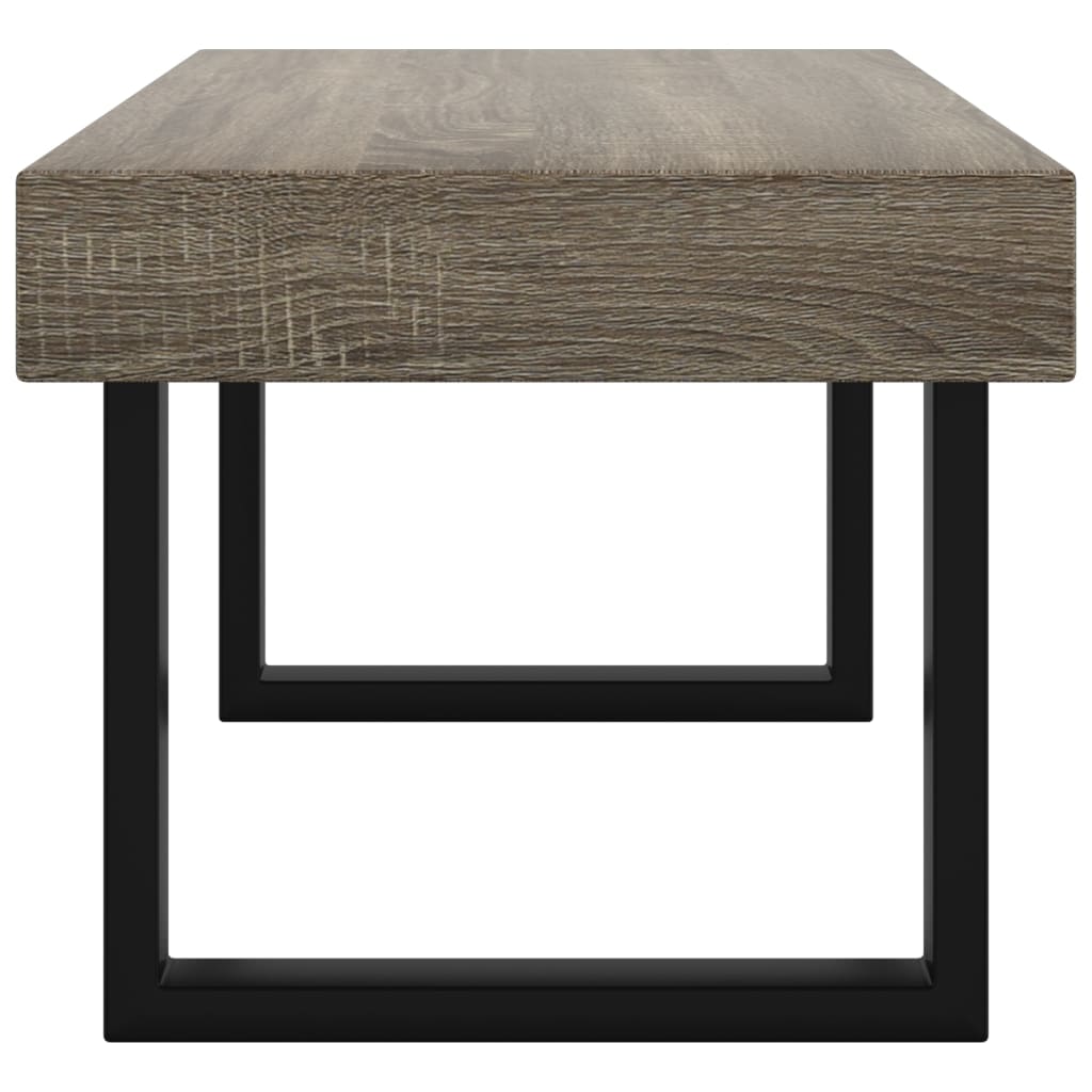 vidaXL kafijas galdiņš, melns un pelēks, 90x45x40 cm, MDF un dzelzs