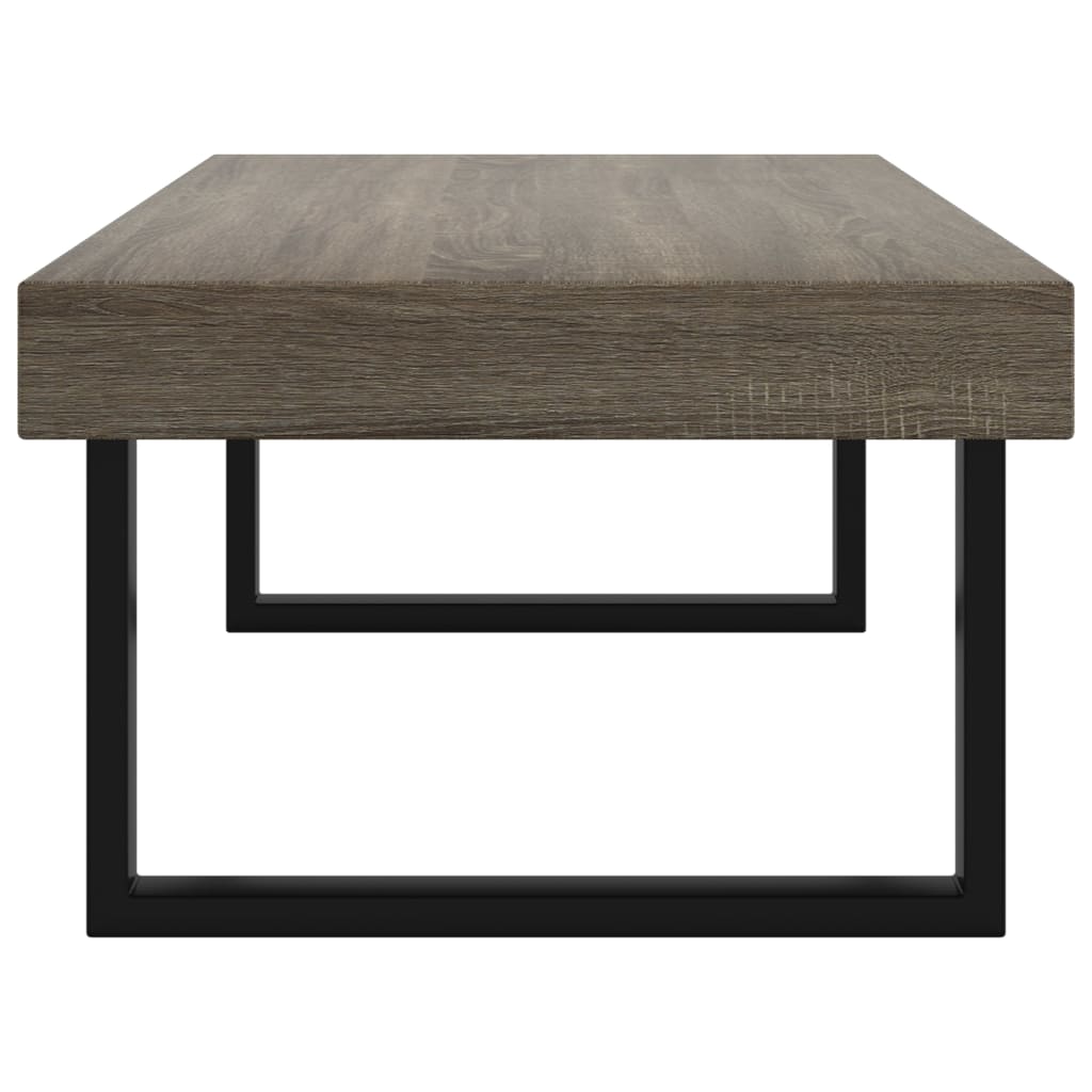 vidaXL kafijas galdiņš, melns un pelēks, 120x60x40 cm, MDF un dzelzs