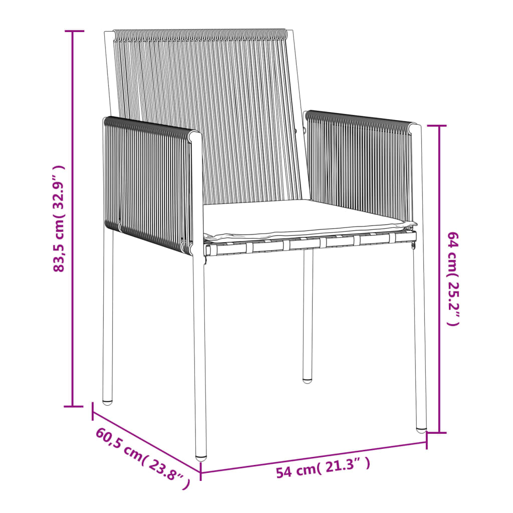 vidaXL dārza krēsli ar matračiem, 2 gb., 54x60,5x83,5 cm, PE