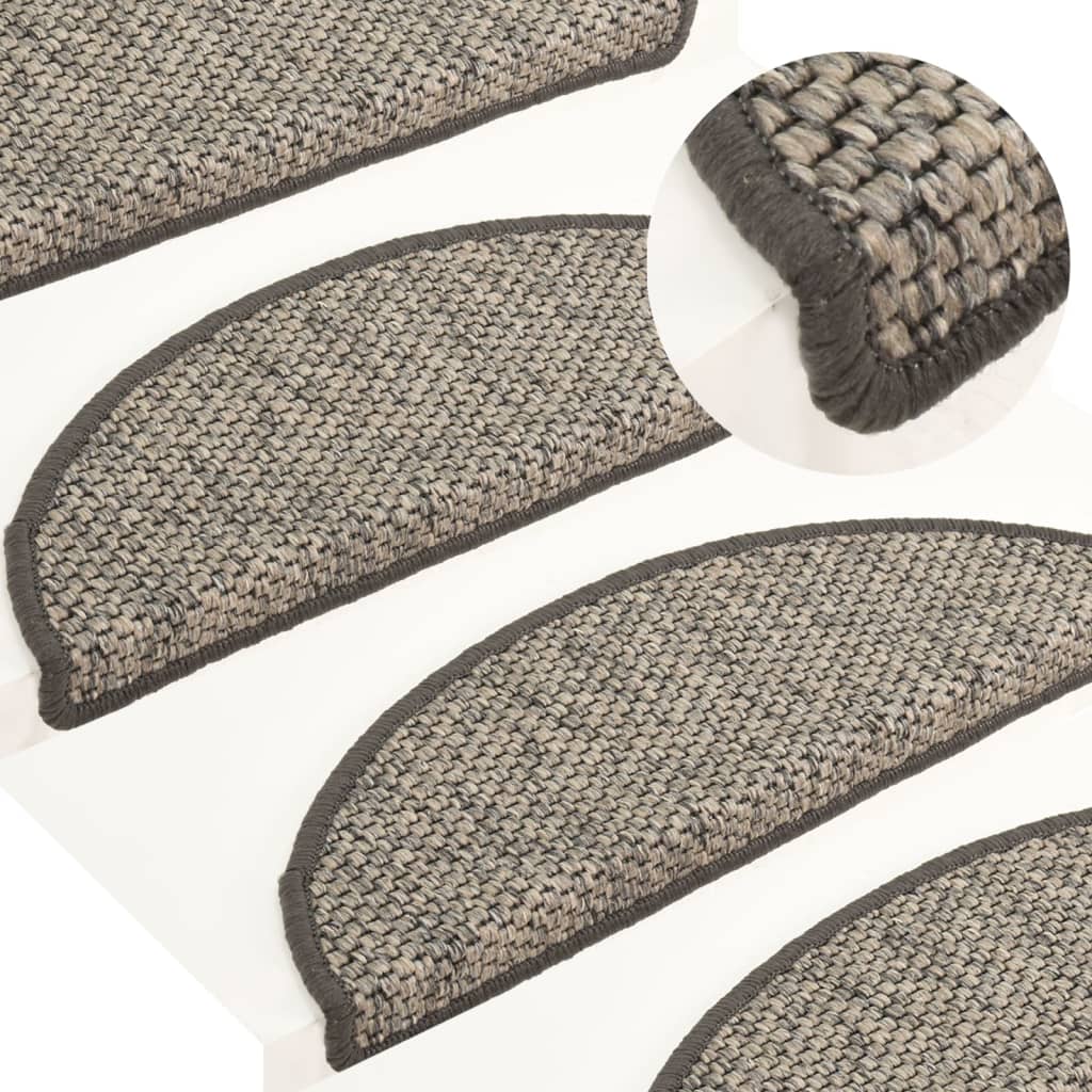 vidaXL kāpņu paklāji, 15 gab., pašlīmējoši, 56x17x3 cm, sudraba krāsā
