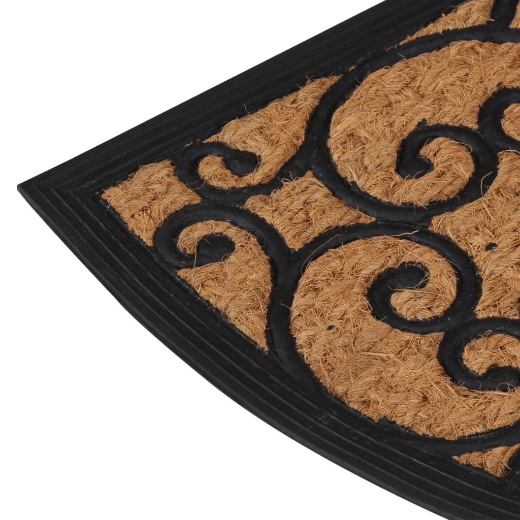 vidaXL durvju paklājs, pusapaļš, 45x75 cm, gumija, kokosa šķiedra