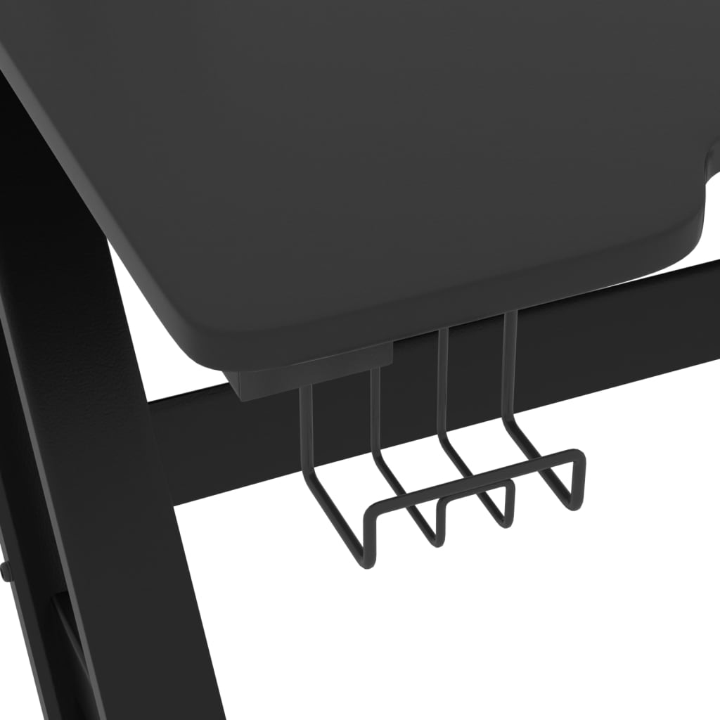 vidaXL datorspēļu galds, ZZ-formas kājas, melns, 110x60x75 cm