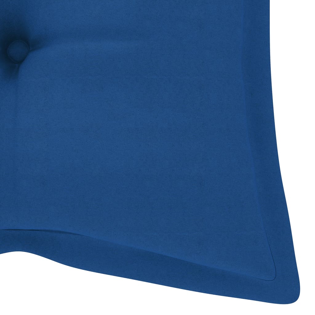 vidaXL šūpuļsols ar zilu matraci, 120 cm, masīvs tīkkoks