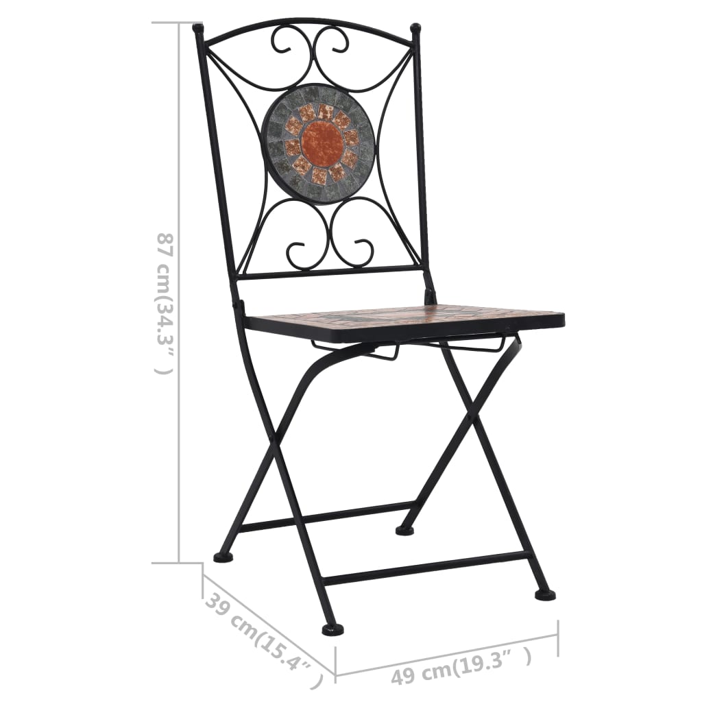 vidaXL bistro krēsli, 2 gab., mozaīkas apdare, pelēki ar oranžu