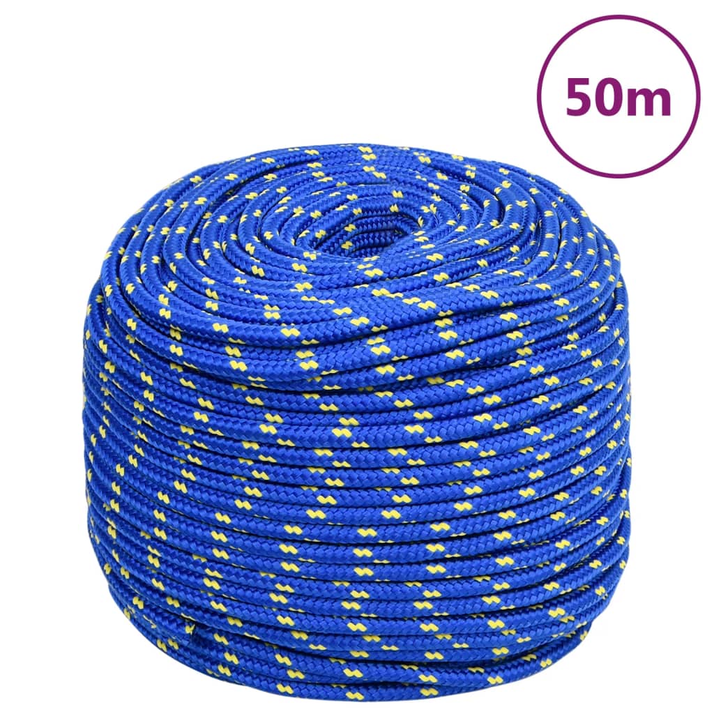 vidaXL laivu virve, zila, 8 mm, 50 m, polipropilēns