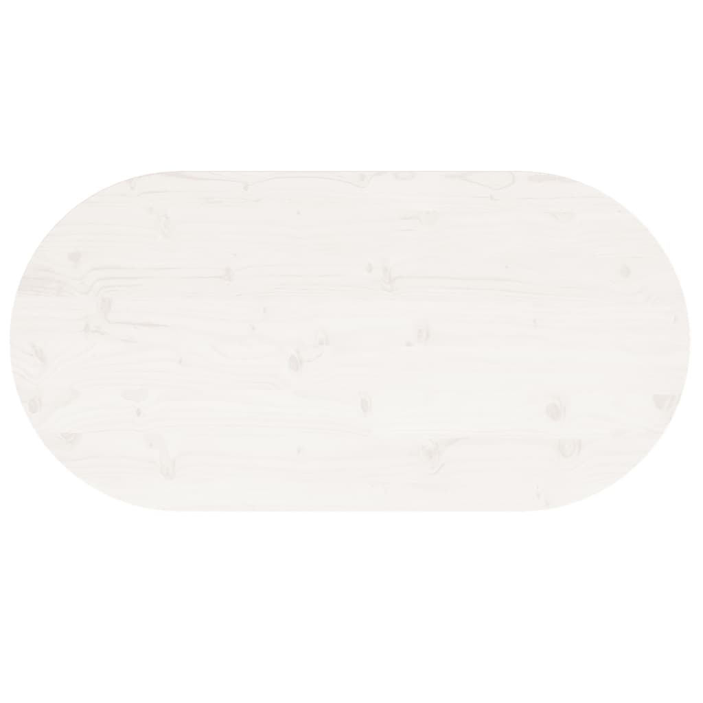 vidaXL galda virsma, balta, 90x45x2,5 cm, priedes masīvkoks, ovāla