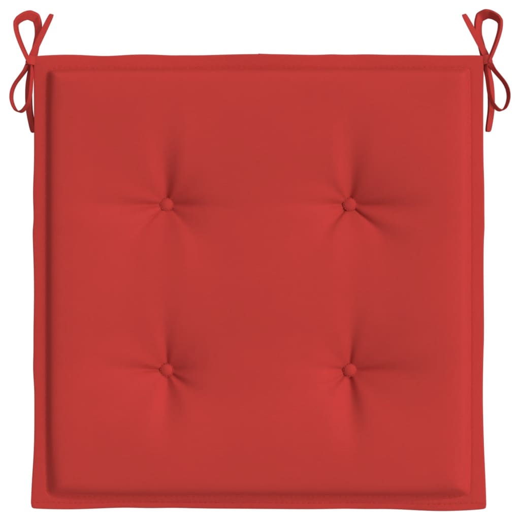 vidaXL dārza krēslu spilveni, 6 gab., sarkani, 50x50x3 cm, audums
