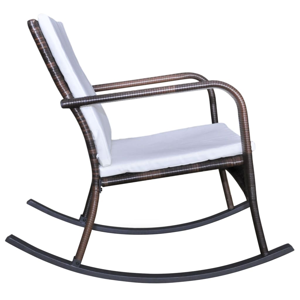 vidaXL dārza šūpuļkrēsls, brūns, PE rotangpalma