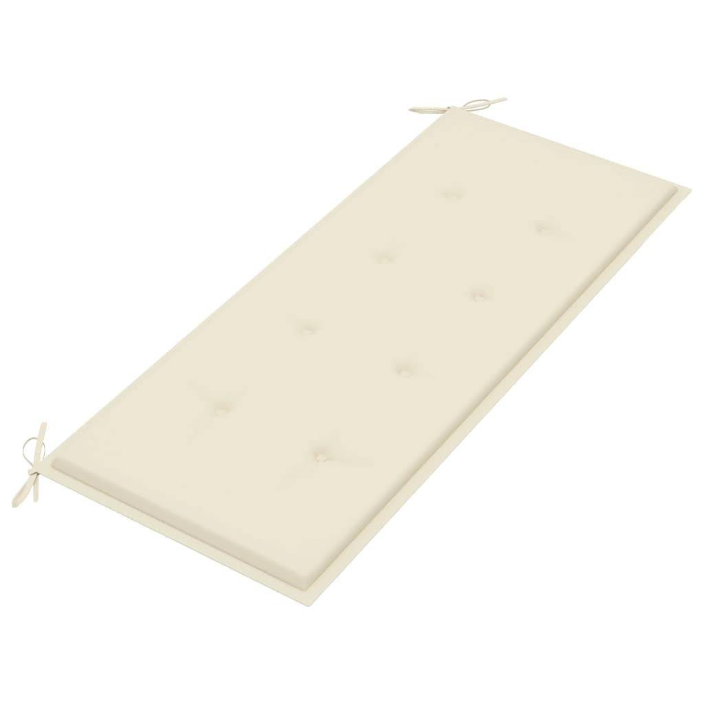 vidaXL sols ar krēmkrāsas matraci, 120 cm, masīvs tīkkoks