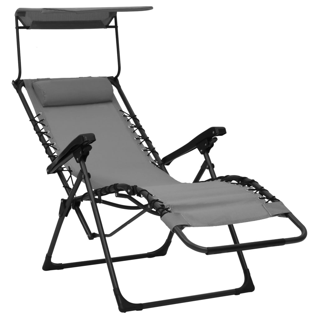vidaXL salokāmi pludmales krēsli, 2 gab., pelēks tekstilēns