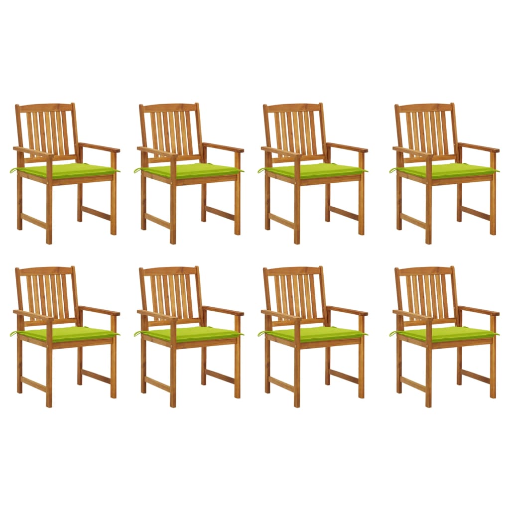 vidaXL dārza krēsli ar matračiem, 8 gab., akācijas masīvkoks
