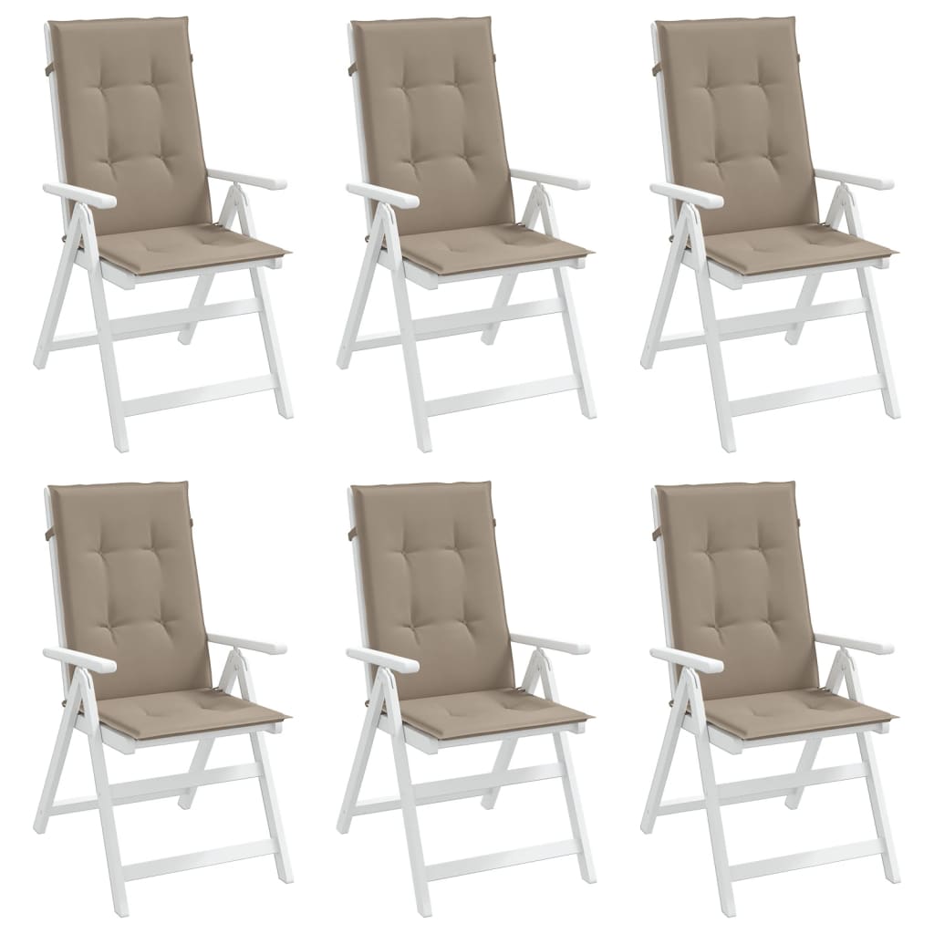 vidaXL dārza krēslu spilveni, 6 gab., pelēkbrūni, 120x50x3 cm, audums