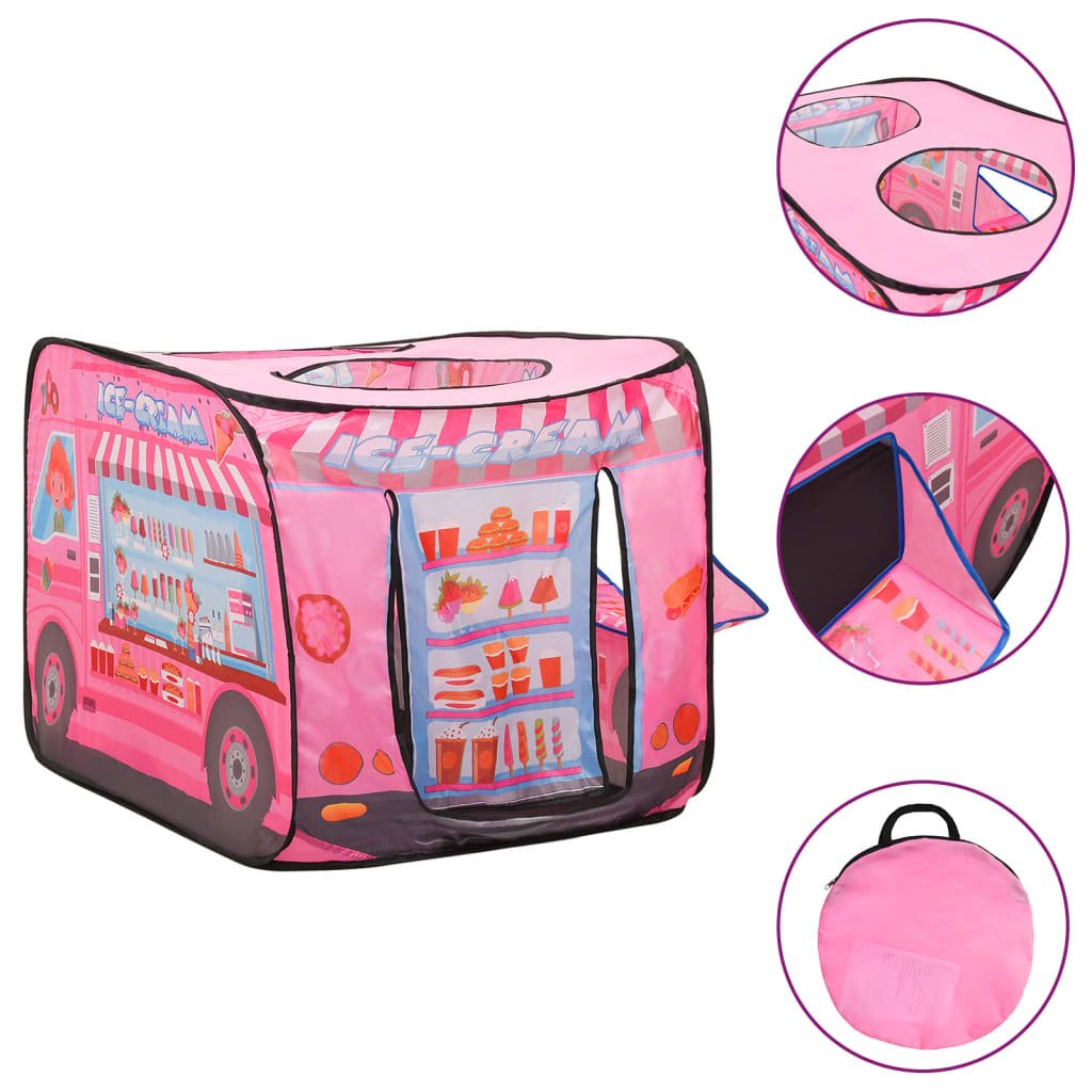 vidaXL rotaļu telts ar 250 bumbiņām, 70x112x70 cm, rozā