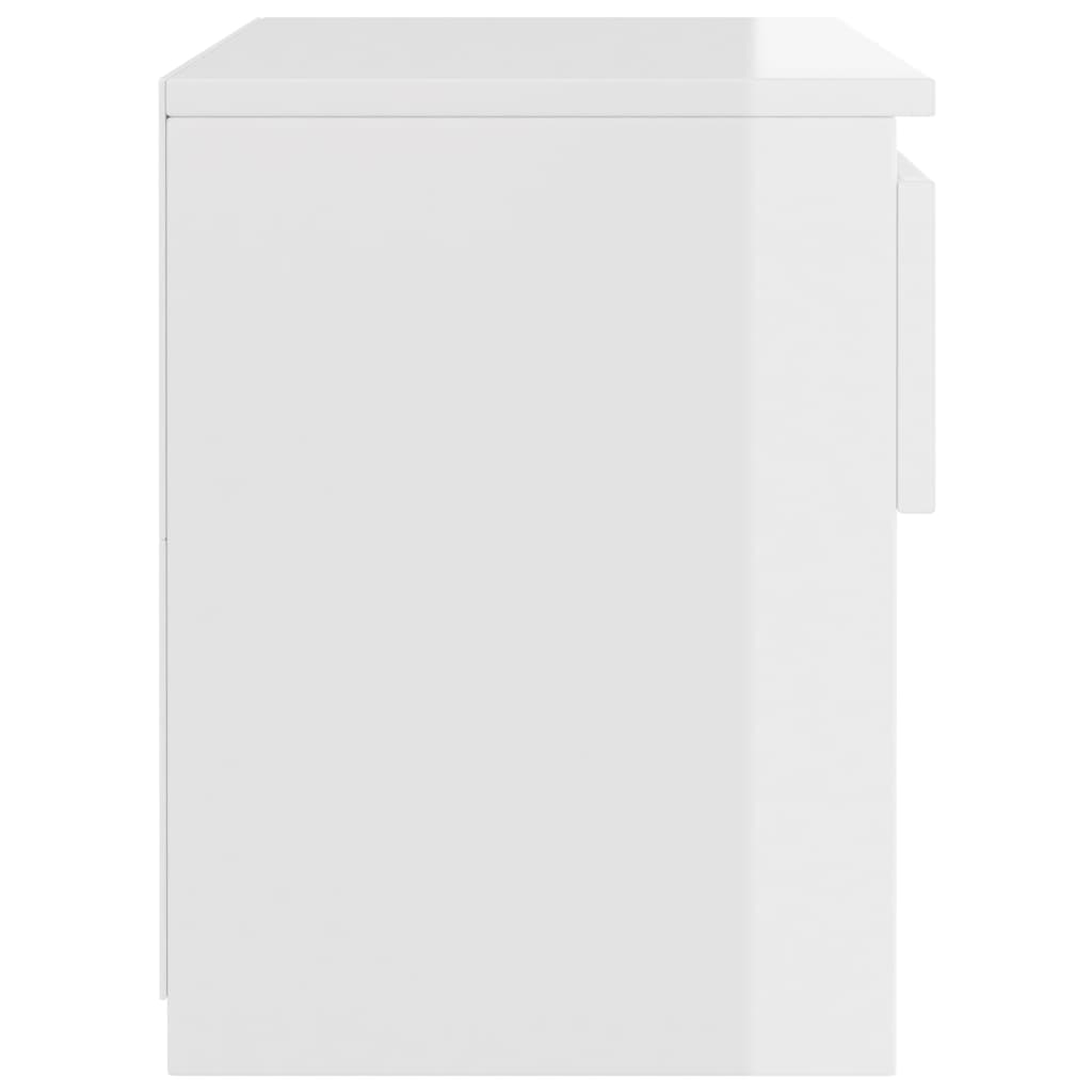 vidaXL naktsskapītis, spīdīgi balts, 40x30x39 cm, skaidu plāksne