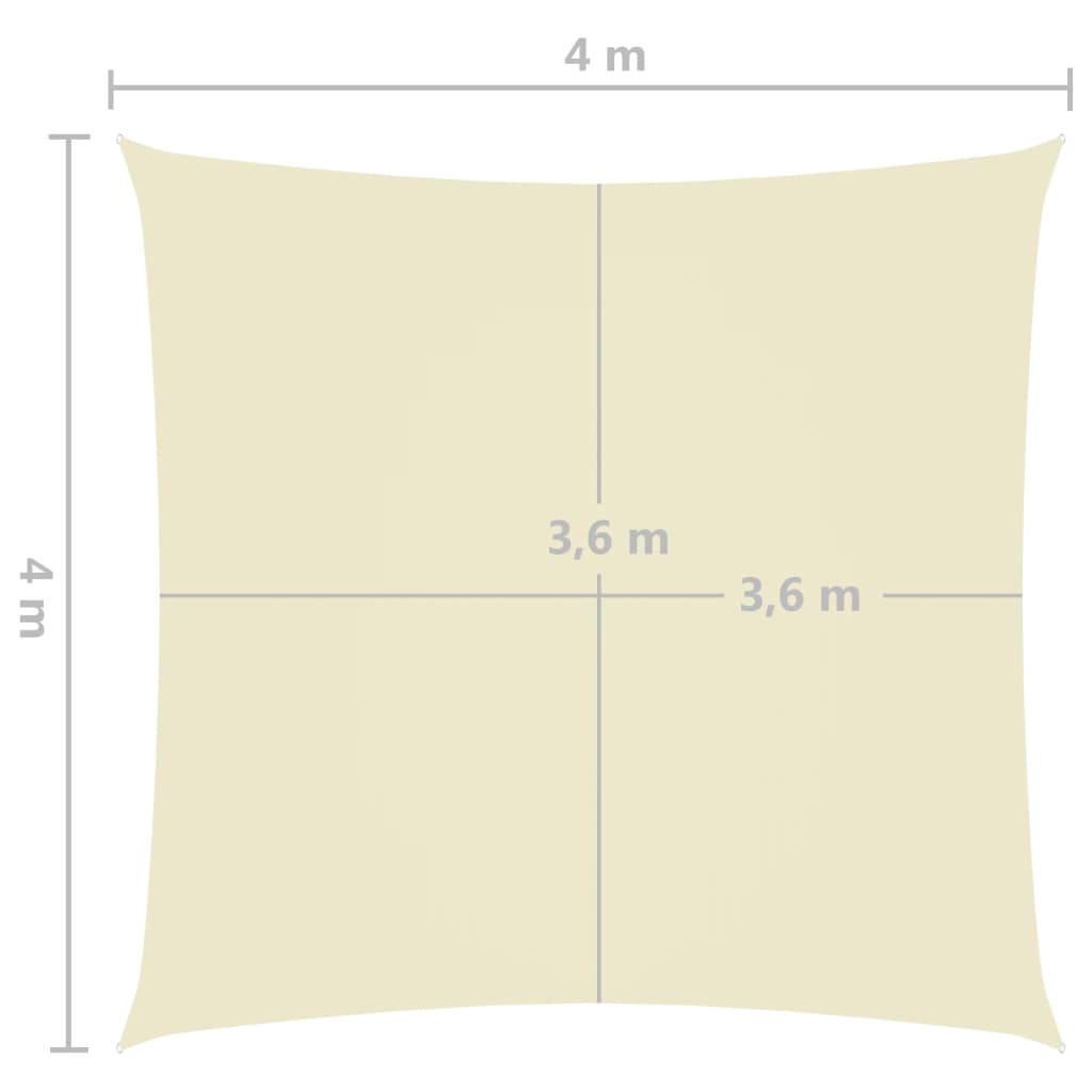 vidaXL saulessargs, 4x4 m, kvadrāta forma, krēmkrāsas oksforda audums
