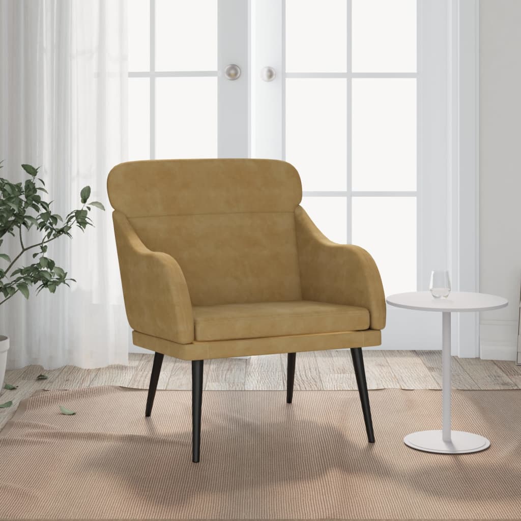 vidaXL atpūtas krēsls, brūns, 63x76x80 cm, samts