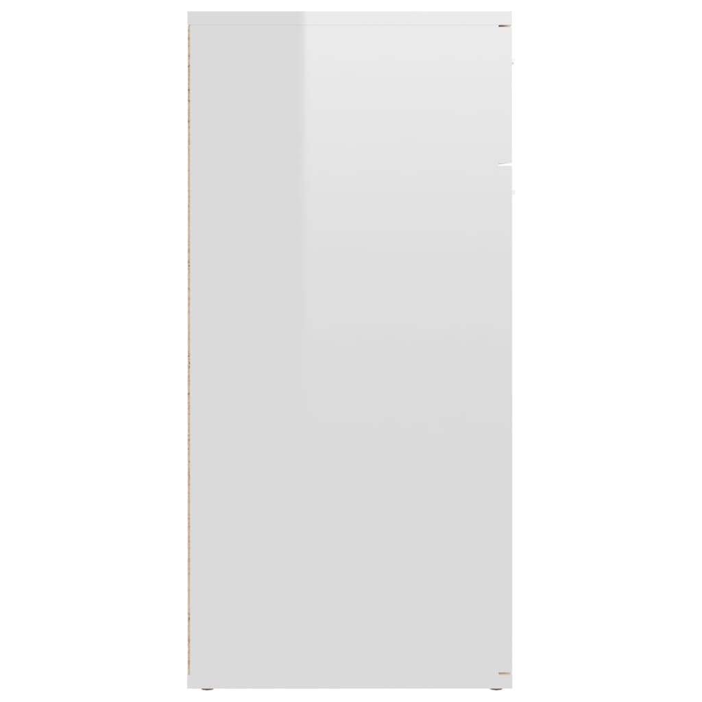 vidaXL kumode, spīdīgi balta, 80x36x75 cm, kokskaidu plātne