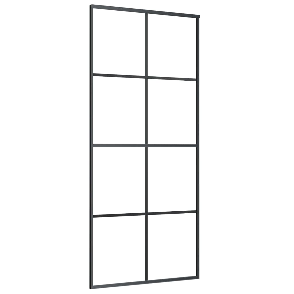 vidaXL bīdāmās durvis, melnas, 90x205 cm, ESG stikls un alumīnijs