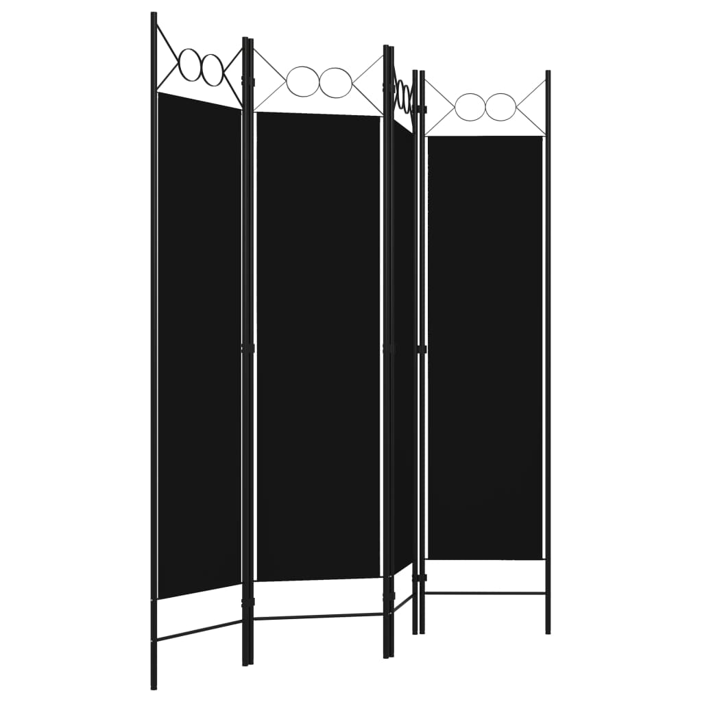 vidaXL 4-paneļu istabas aizslietnis, melns, 160x180 cm
