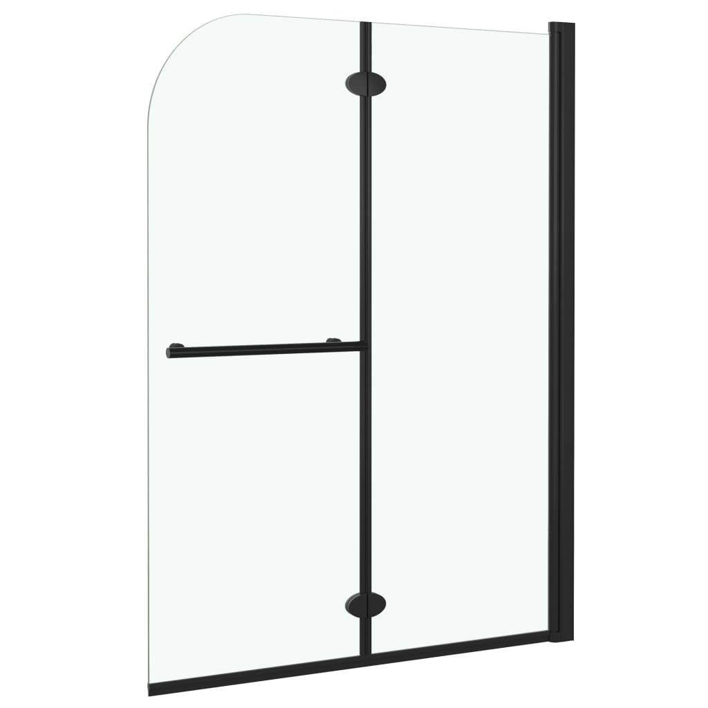 vidaXL salokāmas dušas durvis, 95x140 cm, 2 paneļi, ESG, melnas